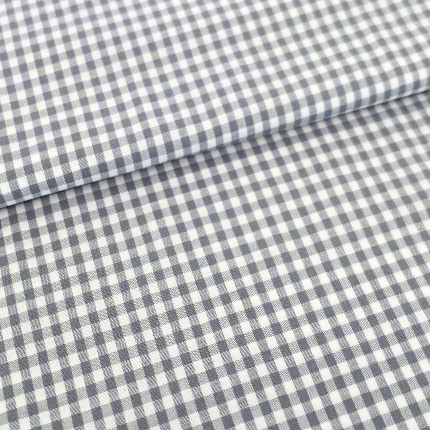 Baumwollstoff, Vichykaro 5 mm, Grau, Meterware