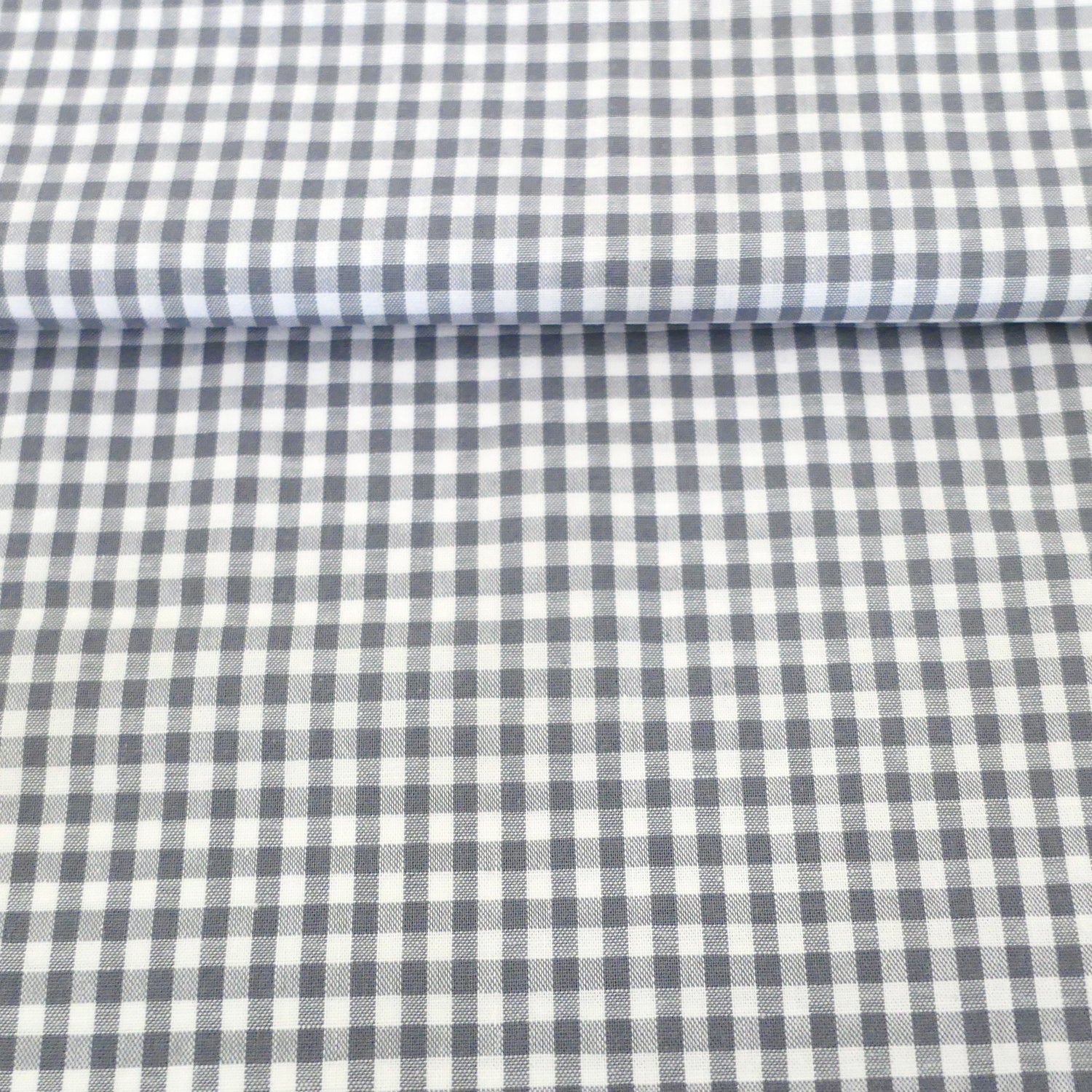 Baumwollstoff, Vichykaro 5 mm, Grau, Meterware