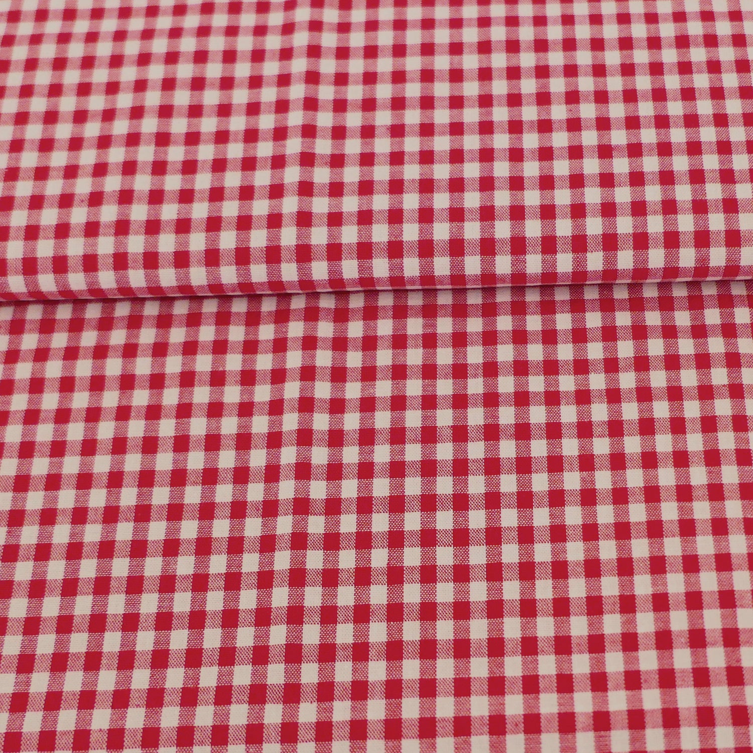 Baumwollstoff, Vichykaro 5 mm, Rot, Meterware