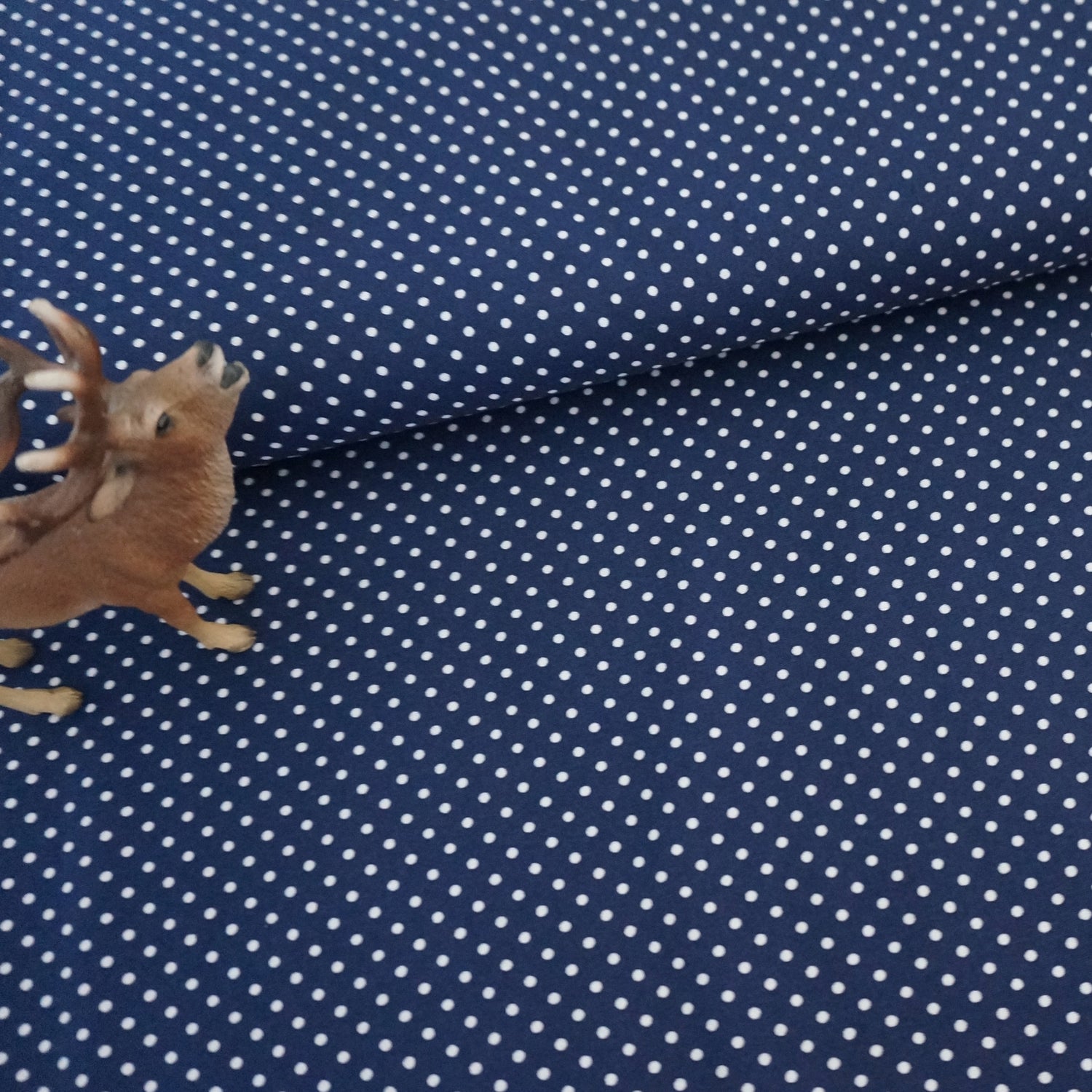 Baumwollstoff, Popeline, kleine Punkte, Dunkelblau/Weiß