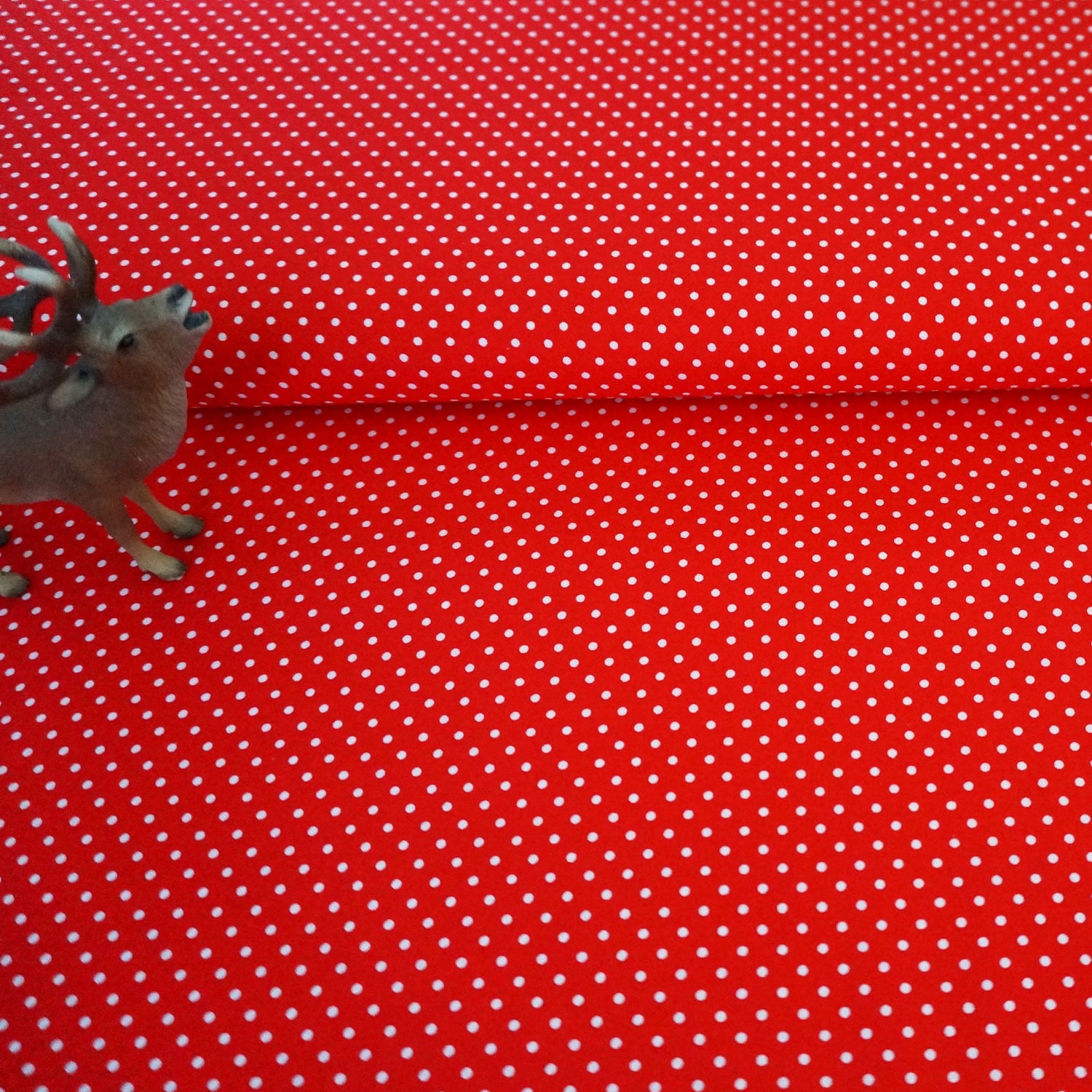 Baumwollstoff, Popelin, kleine Punkte, Rot/Rosa