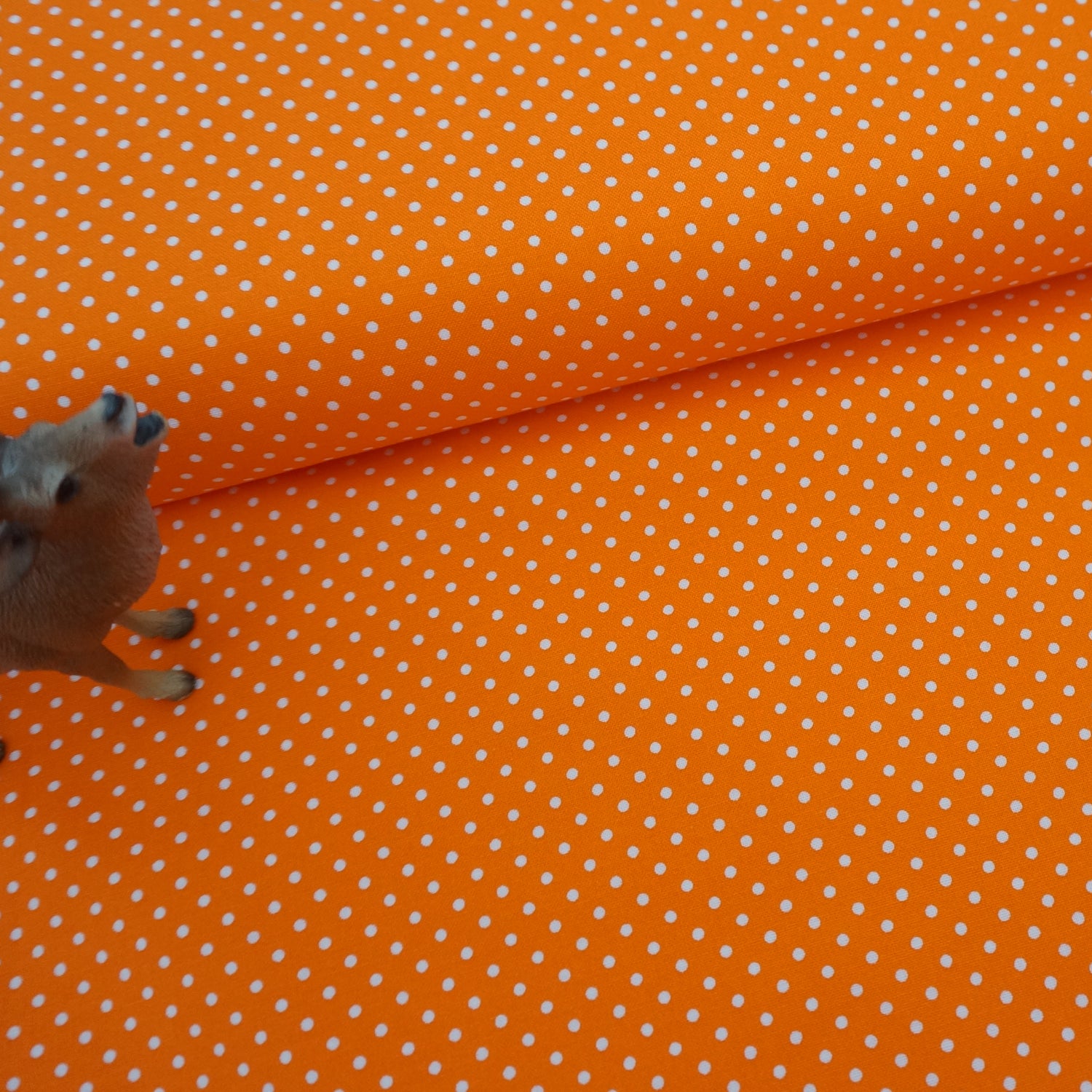 Baumwollstoff, swafing, Judith, kleine Punkte, Orange/Weiß