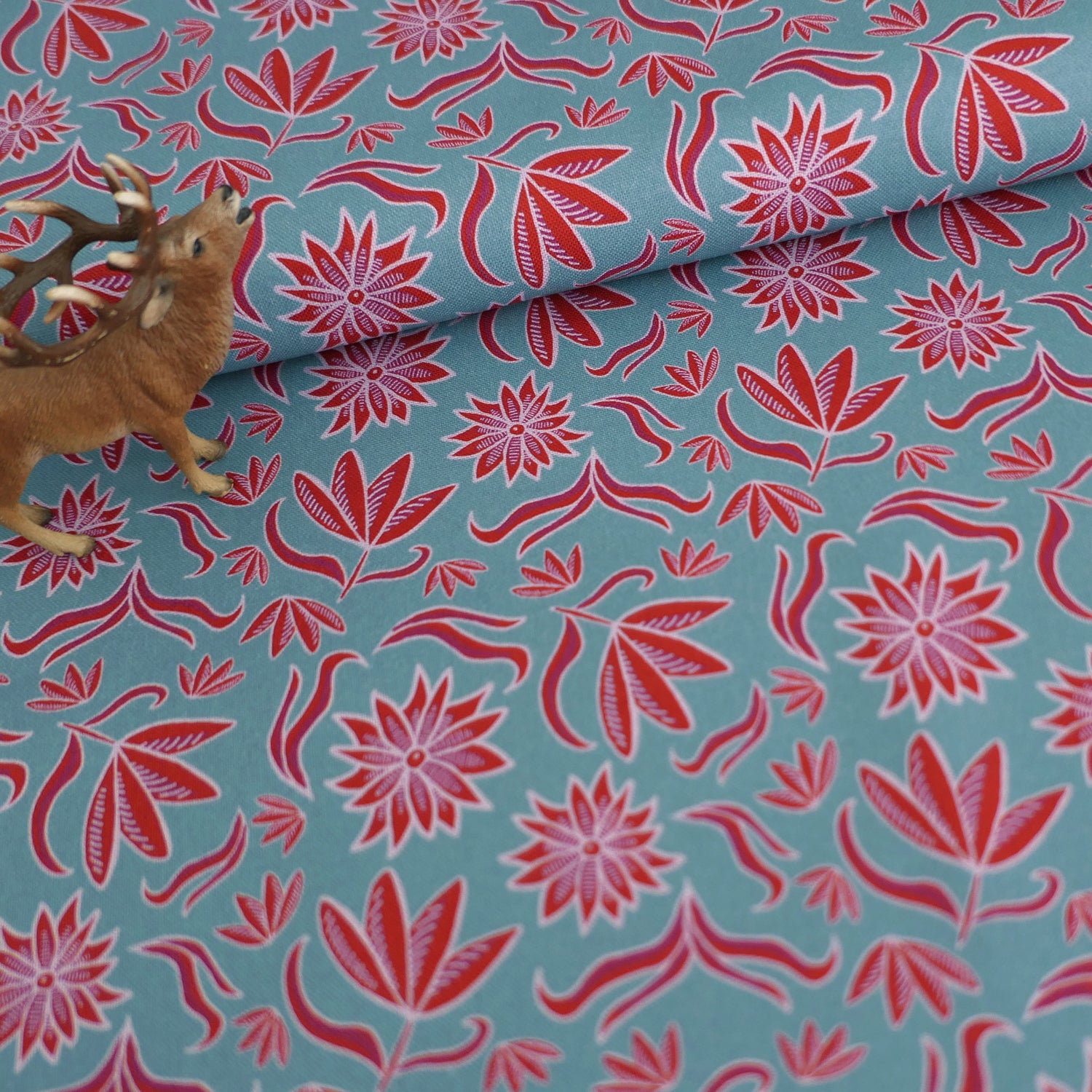 Canvas, Retro Flowers, Blumen, swafing, Mintblau, Meterware
