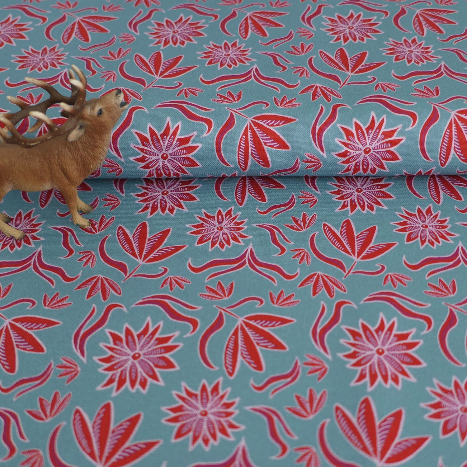 Canvas, Retro Flowers, Blumen, swafing, Mintblau, Meterware