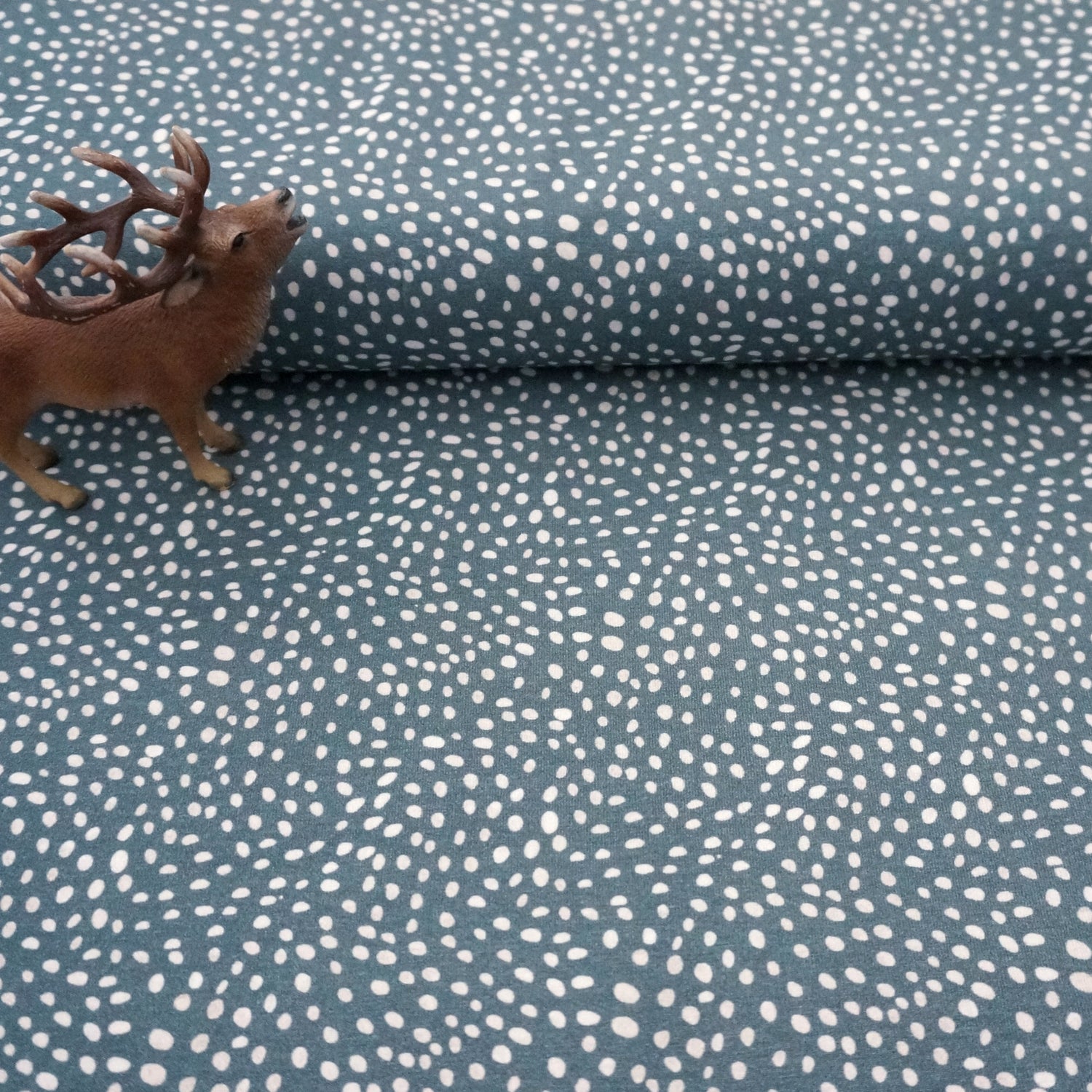 Jersey, Kleckse, Miniwinter, Rauchblau, swafing, Meterware