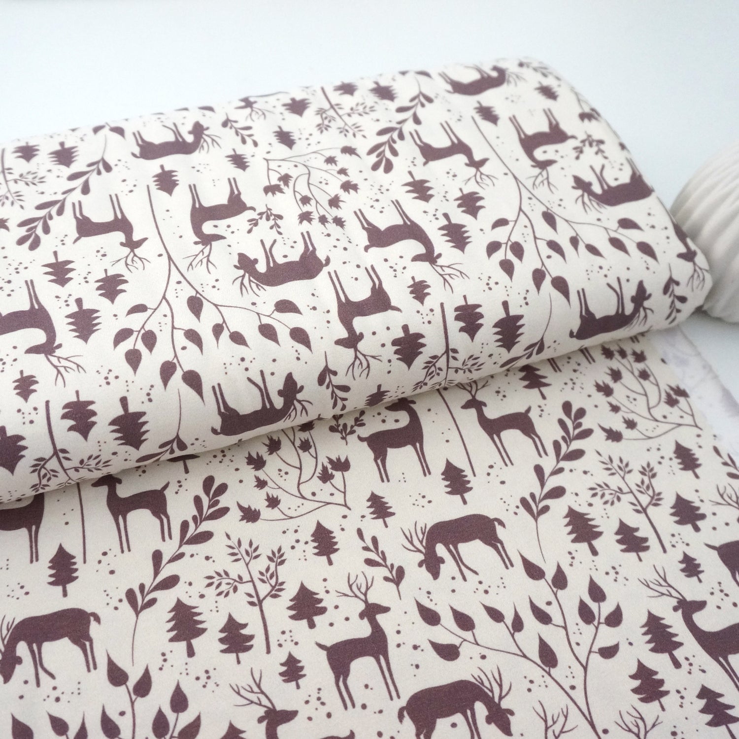 Jersey, Miniwinter, Rotwild, Rehe, Creme/Mauve, swafing, Meterware