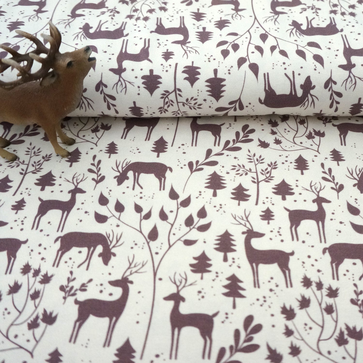 Jersey, Miniwinter, Rotwild, Rehe, Creme/Mauve, swafing, Meterware