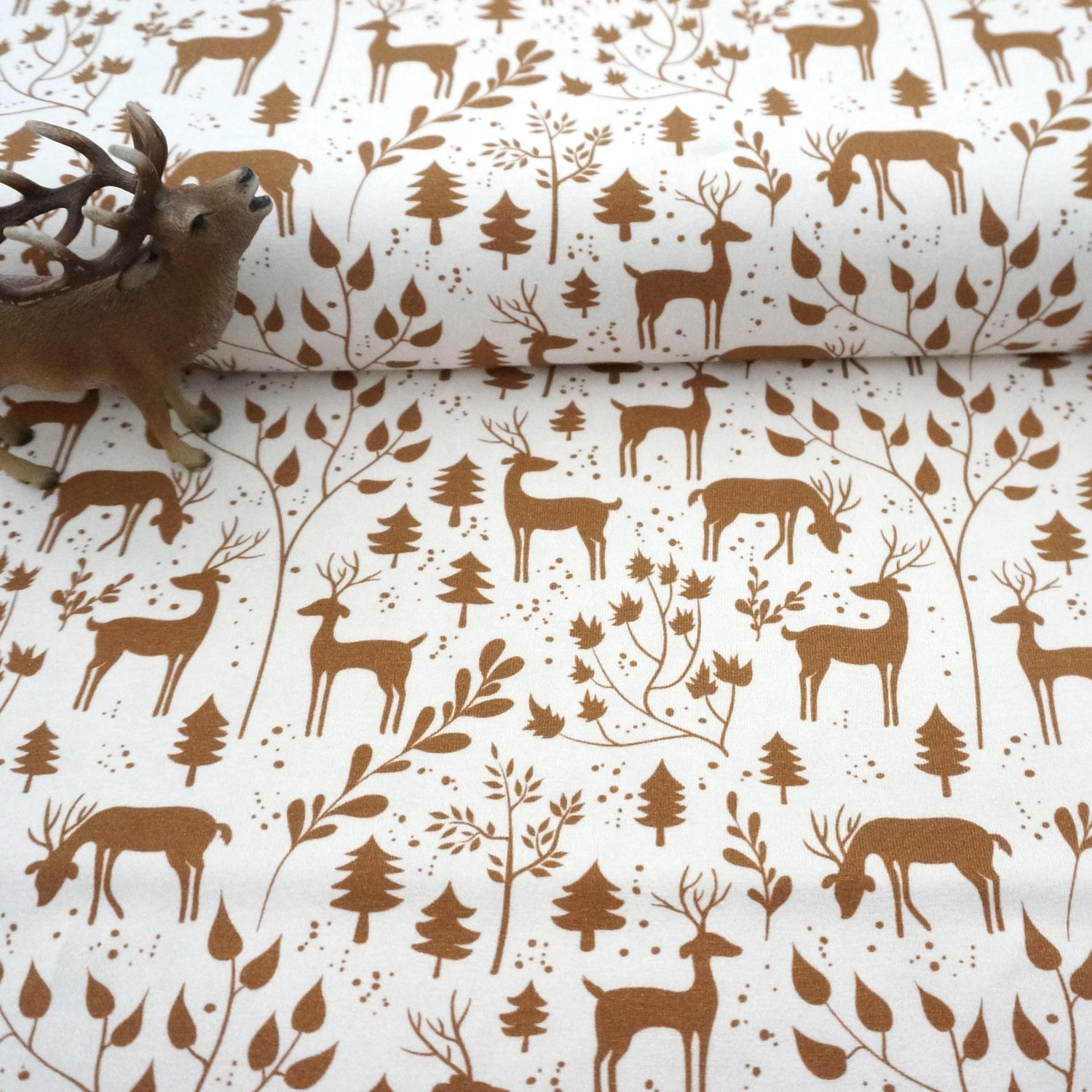 Jersey, Miniwinter, Rotwild, Rehe, Creme/Ocker, swafing, Meterware